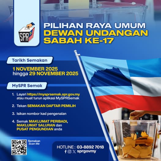 Pilihan Raya Sabah 2025 PRU DU 17 Semakan, Calon, Tarikh Undi