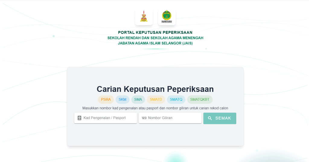 Sijil Menengah Agama (SMA) – Semakan Keputusan Peperiksaan