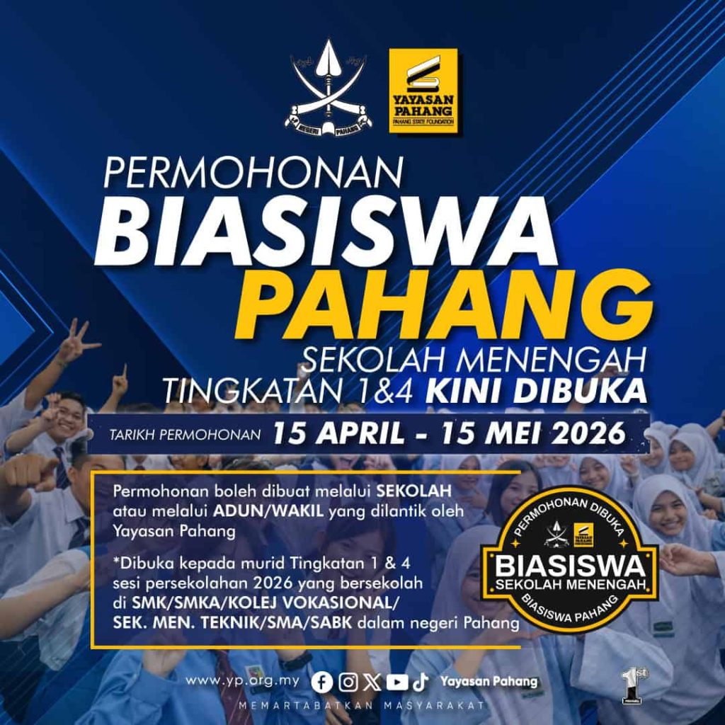 Biasiswa Anak Pahang – Sekolah Menengah (Tingkatan 1 & 4)