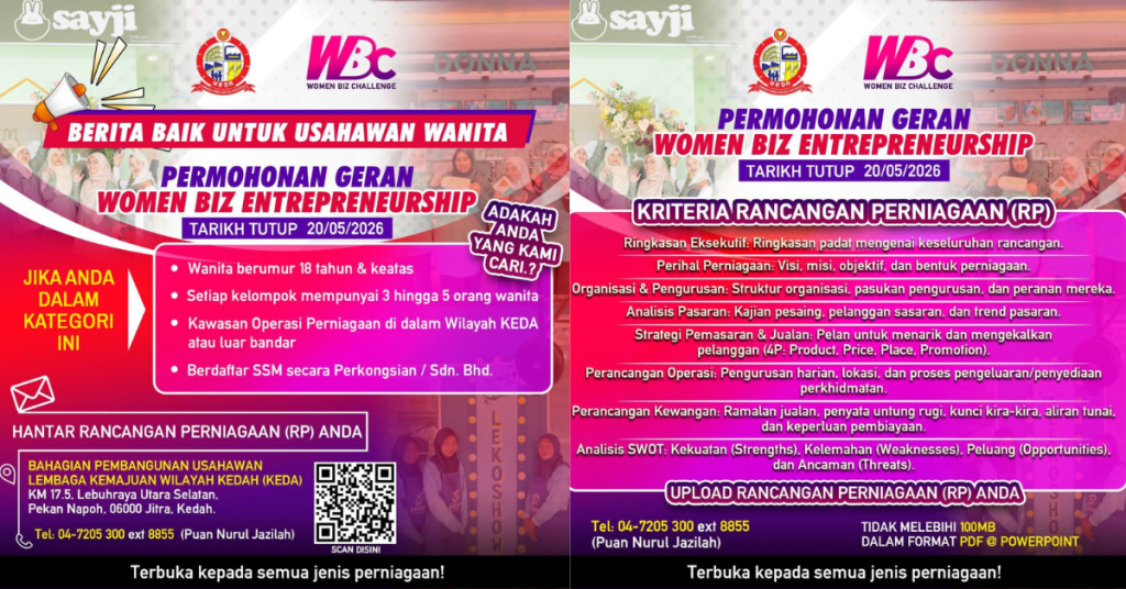 Permohonan Geran Women Biz Entrepreneurship KEDA