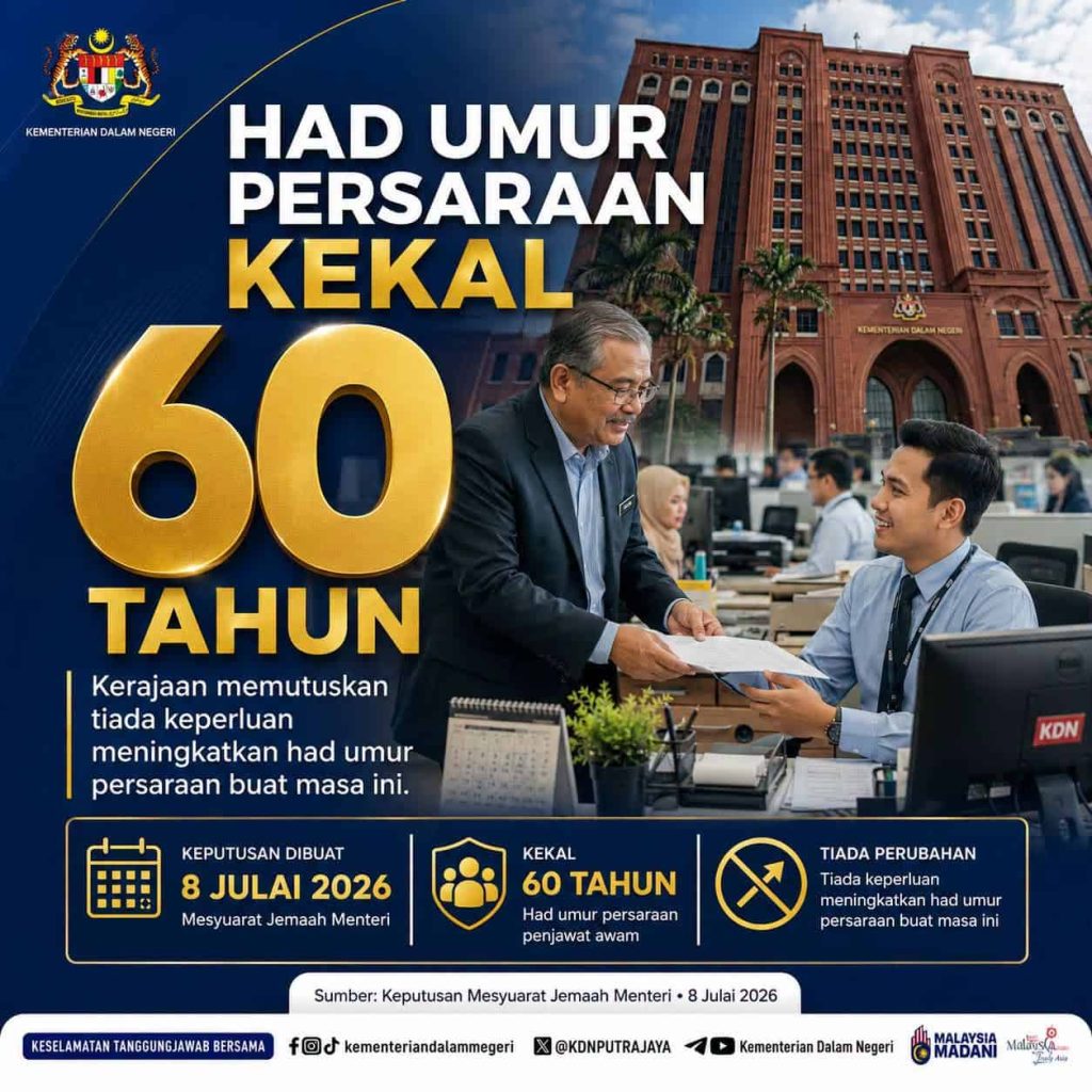 Akhirnya Terjawab! Umur Bersara Wajib Penjawat Awam Kekal 60 Tahun